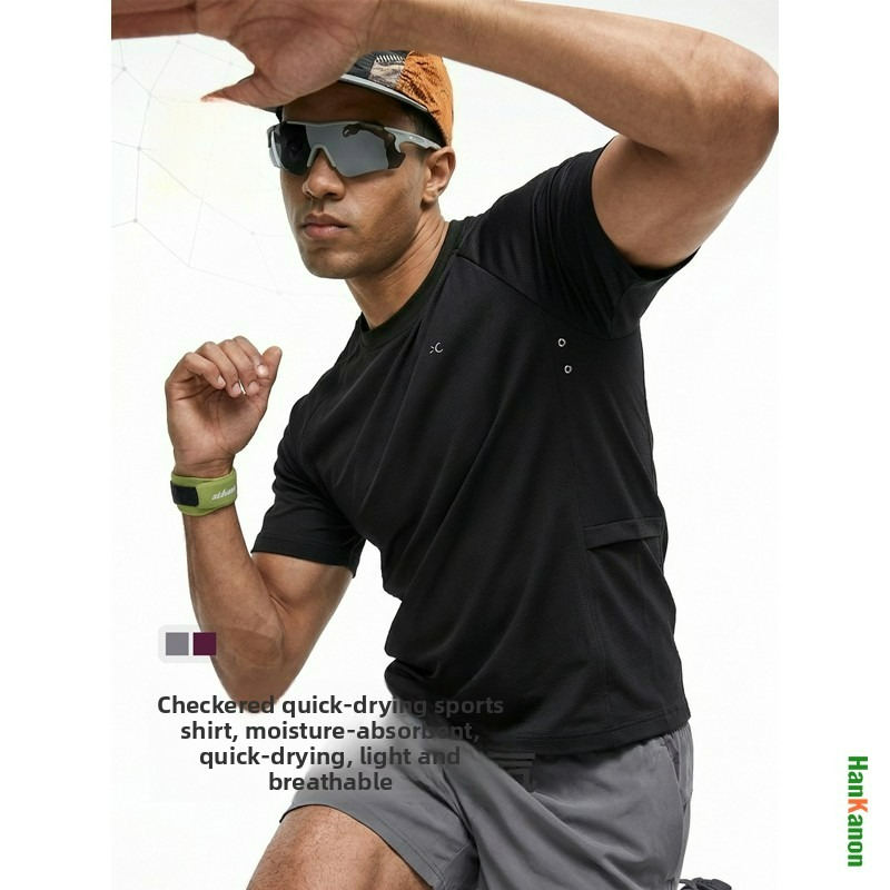 Aquatic Sports Performance - メンズ ランニング フィットネス スポーツトップ 通気性グリッドテック パフォーマンスTシャツ：速乾性、吸湿性、撥水性